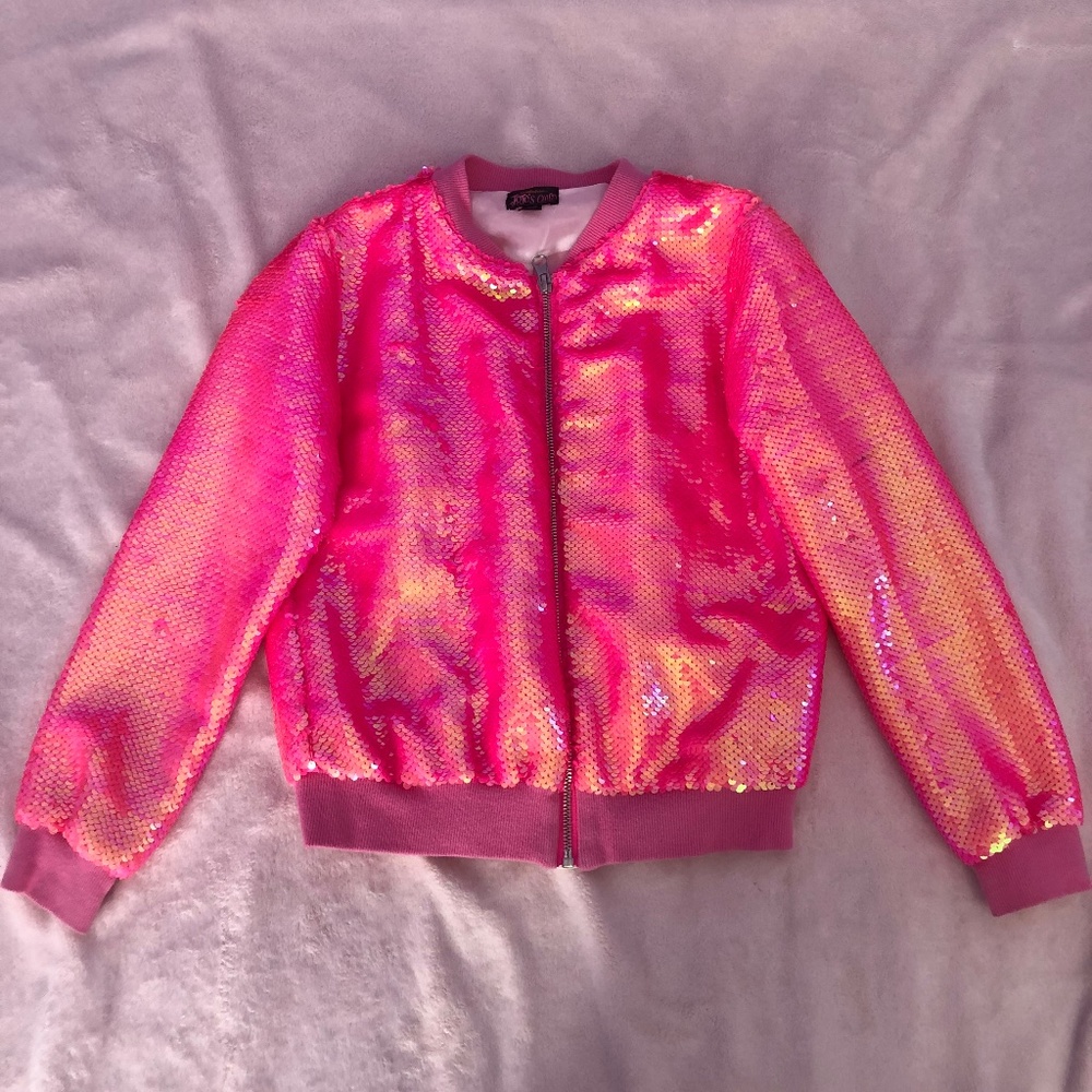 Hot Pink Sequin Bomber Jacket ✨
